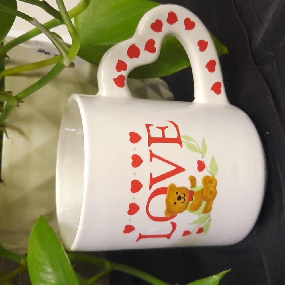 Love bear with heart handle coffee mug printed both sides
